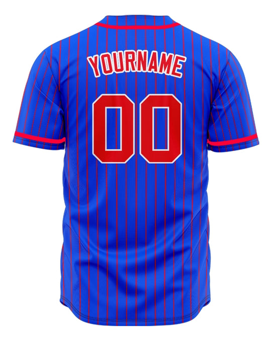 Custom Blue And Red Lines Baseball Jersey