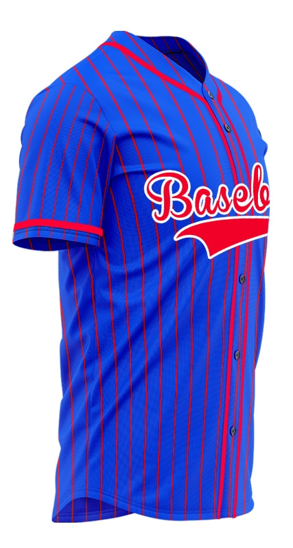 Custom Blue And Red Lines Baseball Jersey