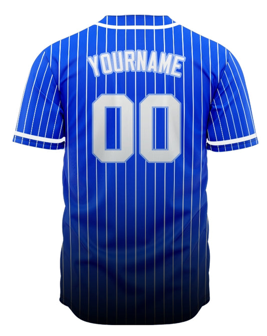 Custom Blue And White Vertical Lines Baseball Jersey