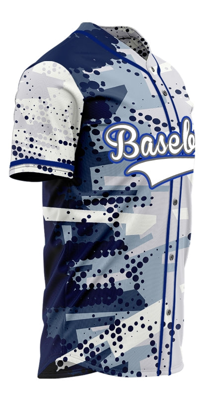 Custom Blue Halftone Baseball Jersey