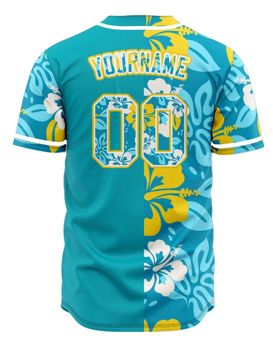 Custom Blue Hawaiian Baseball Jersey