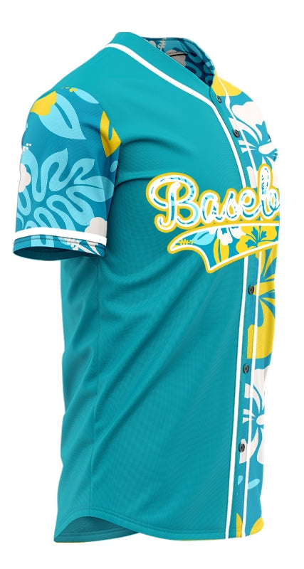 Custom Blue Hawaiian Baseball Jersey