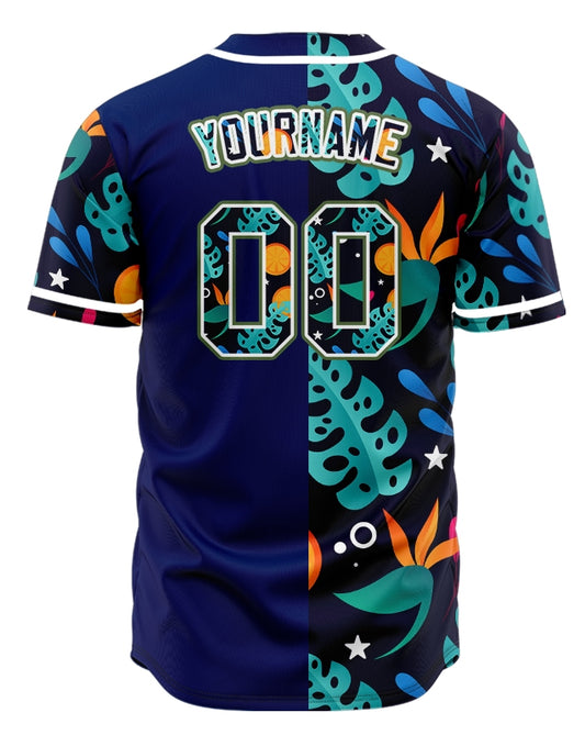 Custom Blue Tropical Baseball Jersey