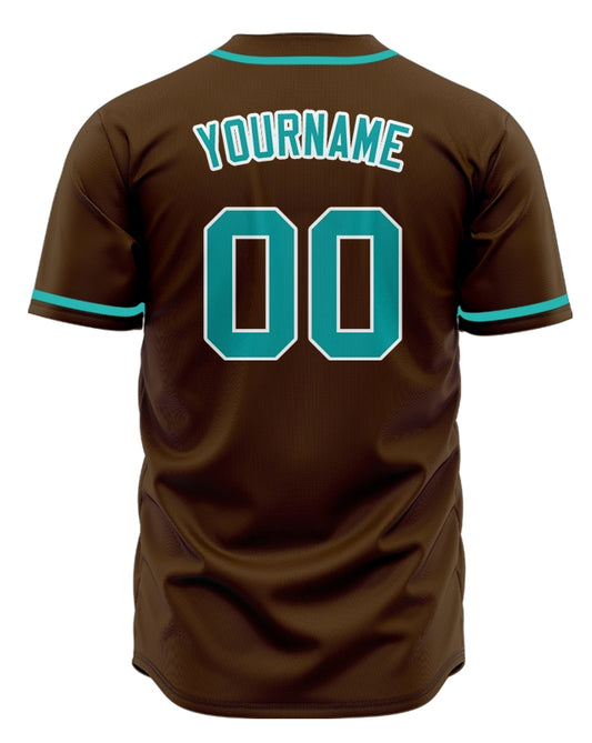 Custom Brown And Blue Baseball Jersey