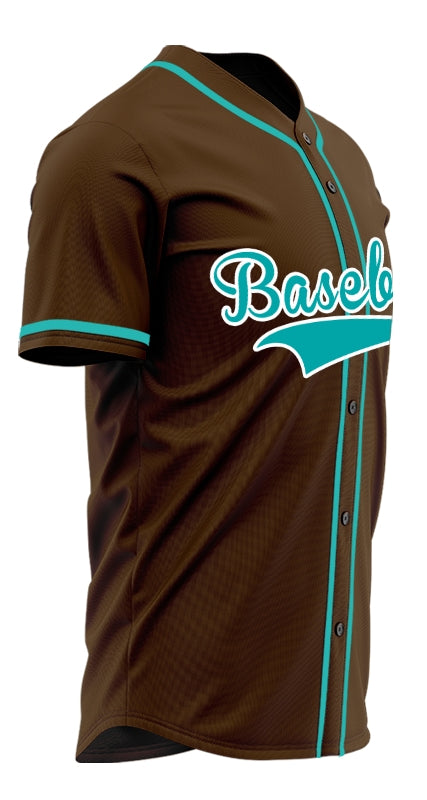 Custom Brown And Blue Baseball Jersey