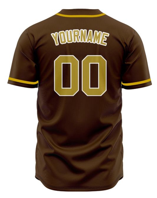 Custom Brown And Gold Baseball Jersey