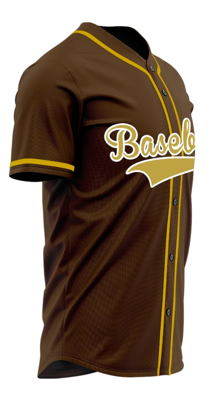 Custom Brown And Gold Baseball Jersey
