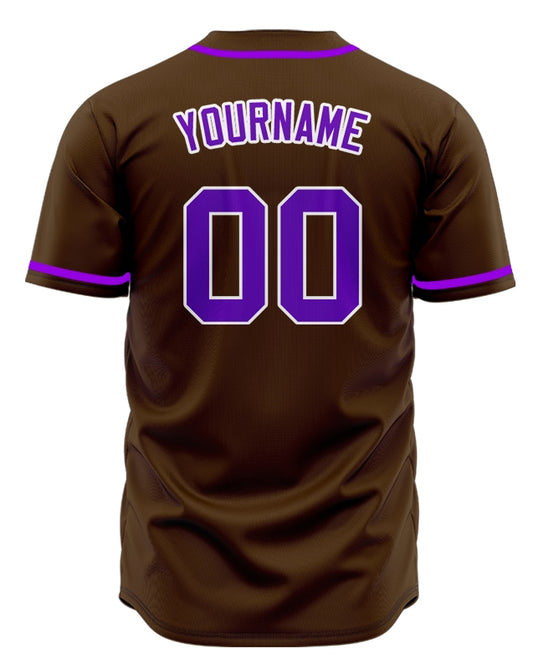 Custom Brown And Purple Baseball Jersey