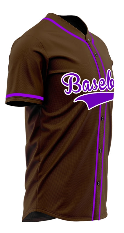Custom Brown And Purple Baseball Jersey