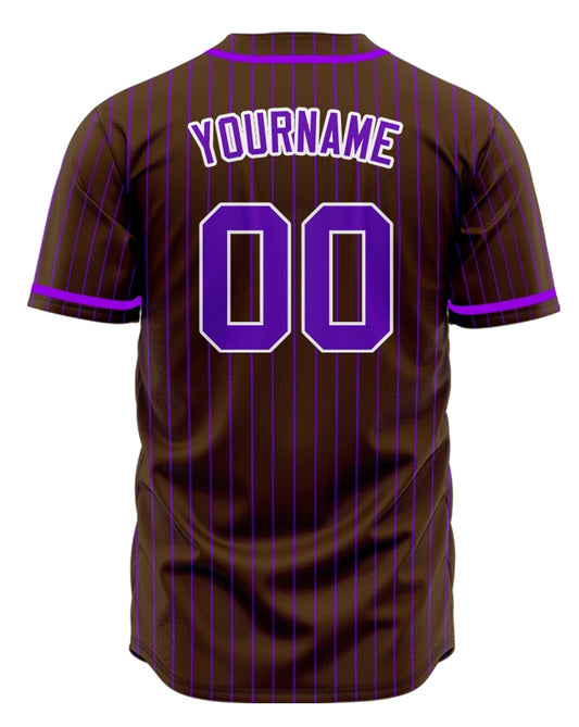 Custom Brown And Purple Lines Baseball Jersey