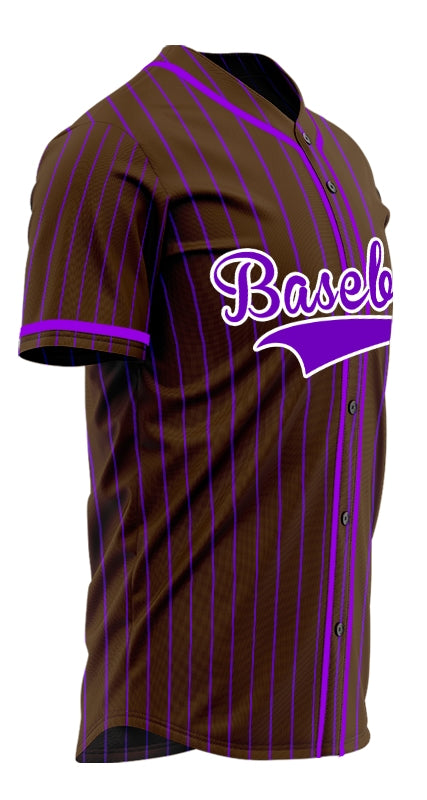 Custom Brown And Purple Lines Baseball Jersey