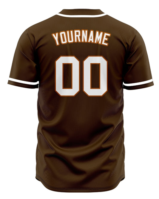 Custom Brown And White Baseball Jersey