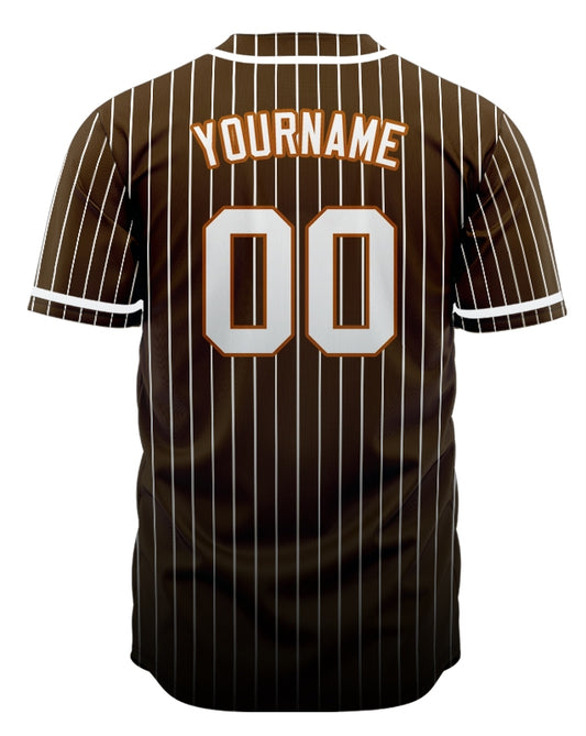 Custom Brown And White Lines Baseball Jersey