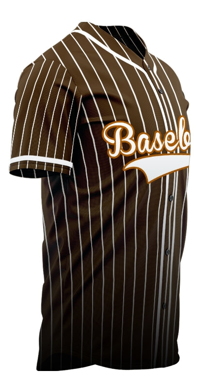 Custom Brown And White Lines Baseball Jersey