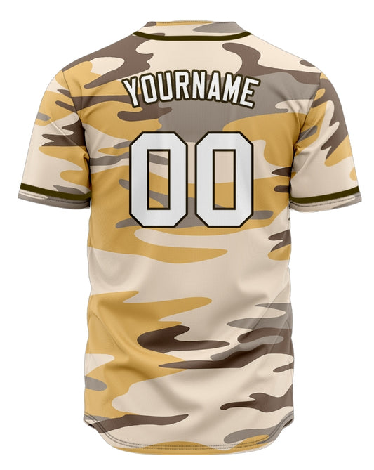 Custom Brown Earthy And Yellow Camouflage Baseball Jersey