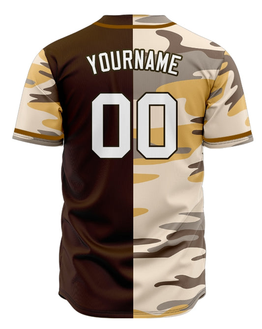 Custom Brown Earthy Yellow Camouflage Brown Baseball Jersey