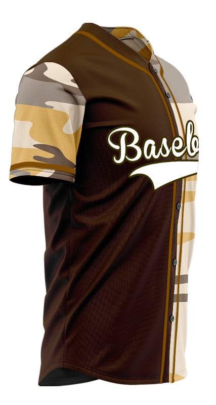Custom Brown Earthy Yellow Camouflage Brown Baseball Jersey