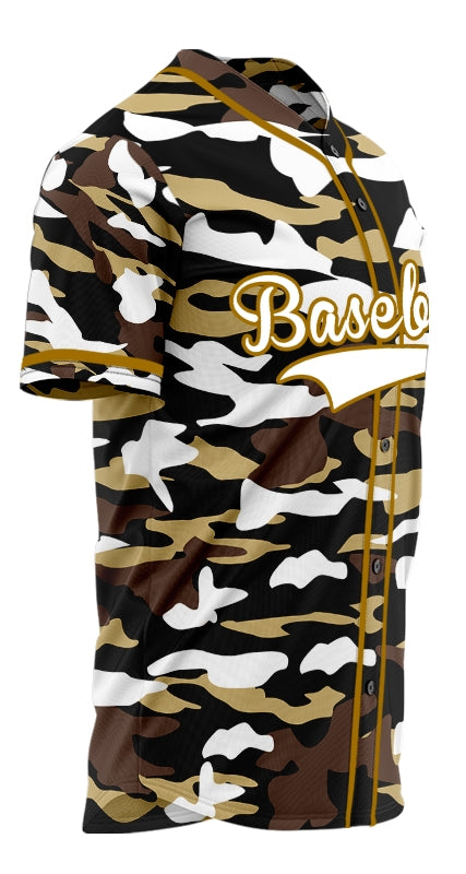 Custom Brown White Camouflage Baseball Jersey
