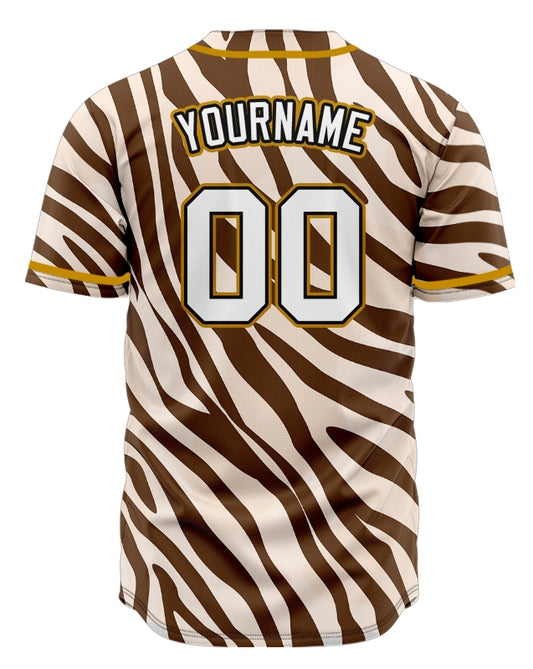 Custom Brown Zebra Texture Baseball Jersey