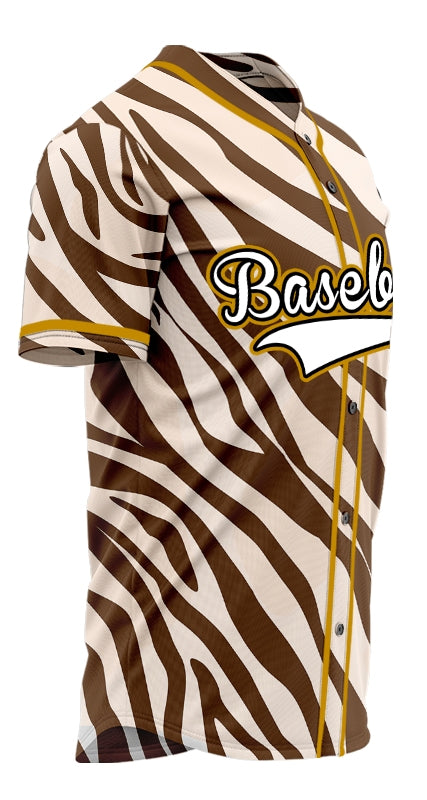 Custom Brown Zebra Texture Baseball Jersey