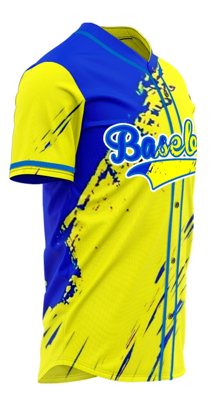 Custom Blue Yellow Ink Baseball Jersey