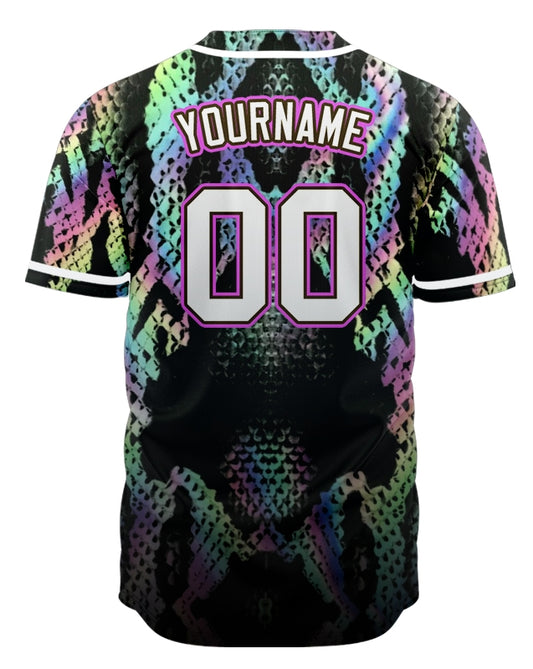 Custom Colorful Snake Gradient Baseball Jersey