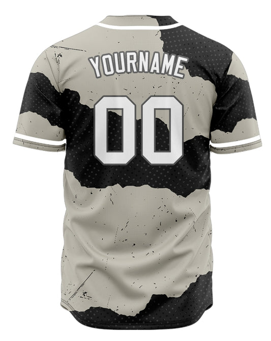 Custom Beige Gray Black Ink Half Baseball Jersey