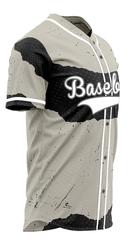 Custom Beige Gray Black Ink Half Baseball Jersey