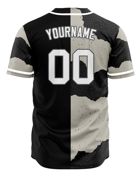 Custom Black Blue Gradient Wave Baseball Jersey