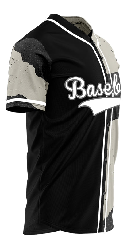 Custom Black Blue Gradient Wave Baseball Jersey