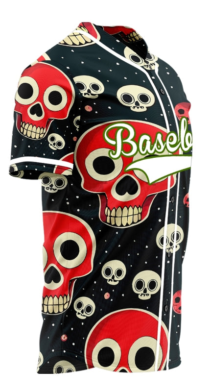 Custom Big And Small Skull Baseball Jersey