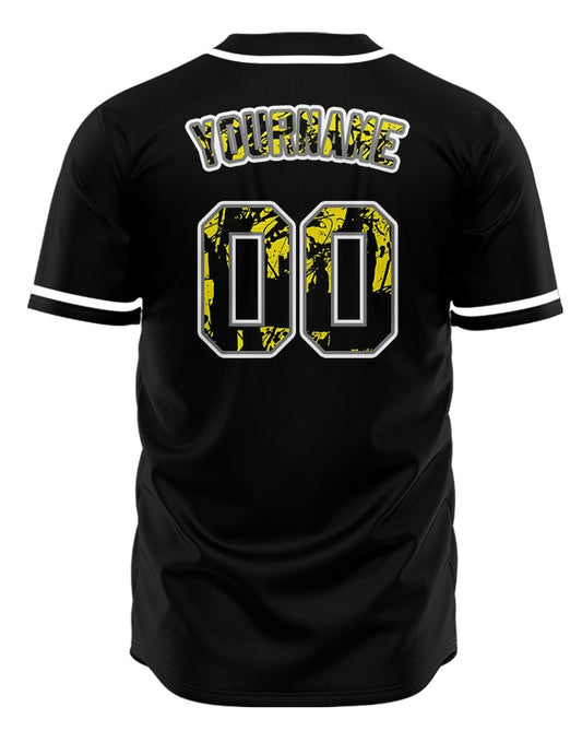 Custom Black And Yellow Ink Half Baseball Jersey