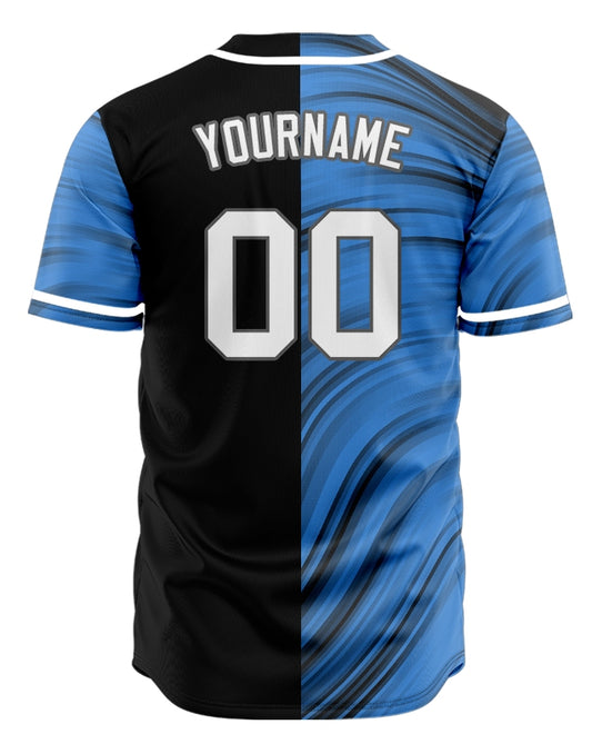 Custom Black Blue Grey Lines Baseball Jersey