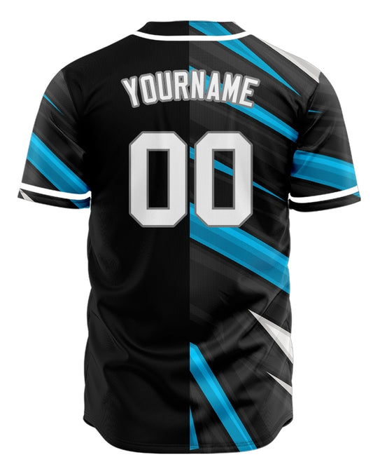 Custom Black Blue White Technology Lines Baseball Jersey
