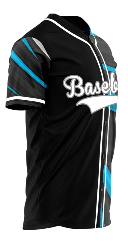 Custom Black Blue White Technology Lines Baseball Jersey