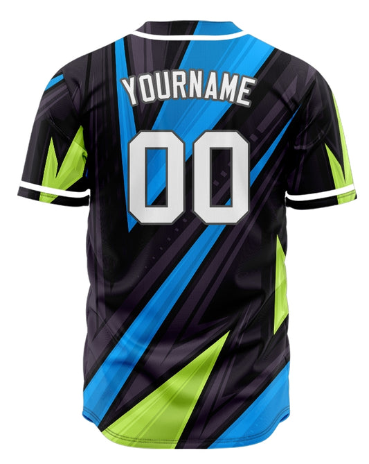 Custom Black Blue Yellow Lines Half Baseball Jersey