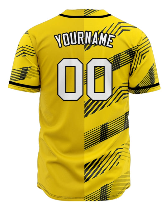Custom Black Brown Yellow Lighting Half Baseball Jersey