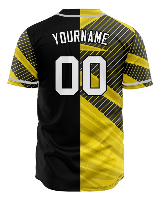Custom Black Brown Yellow Lighting Lines Baseball Jersey