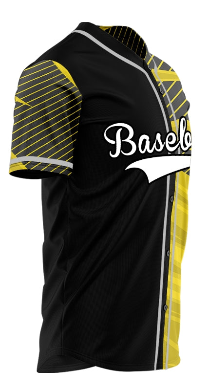 Custom Black Brown Yellow Lighting Lines Baseball Jersey