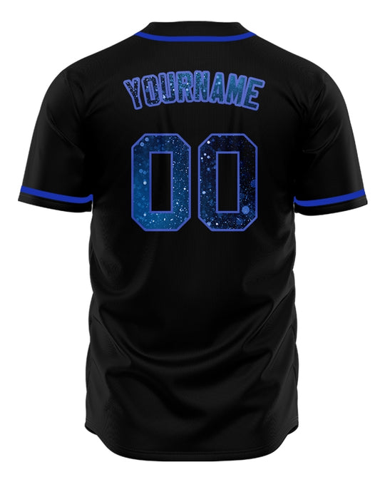 Custom Black Dark Blue Starry Sky Baseball Jersey