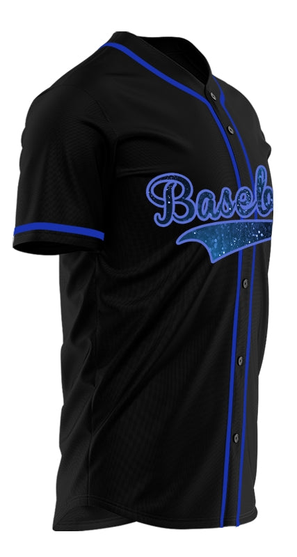 Custom Black Dark Blue Starry Sky Baseball Jersey