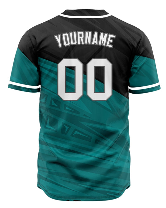 Custom Black Dark Green Half Baseball Jersey