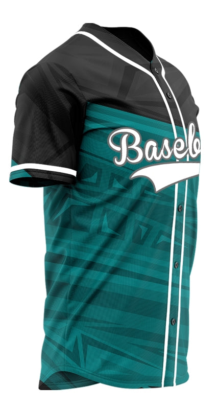 Custom Black Dark Green Half Baseball Jersey
