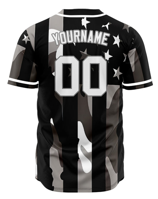 Custom Black Flag Half Baseball Jersey