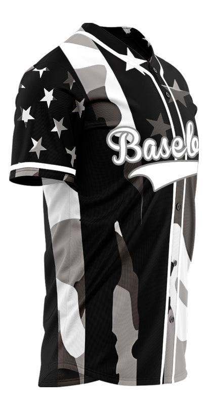 Custom Black Flag Half Baseball Jersey