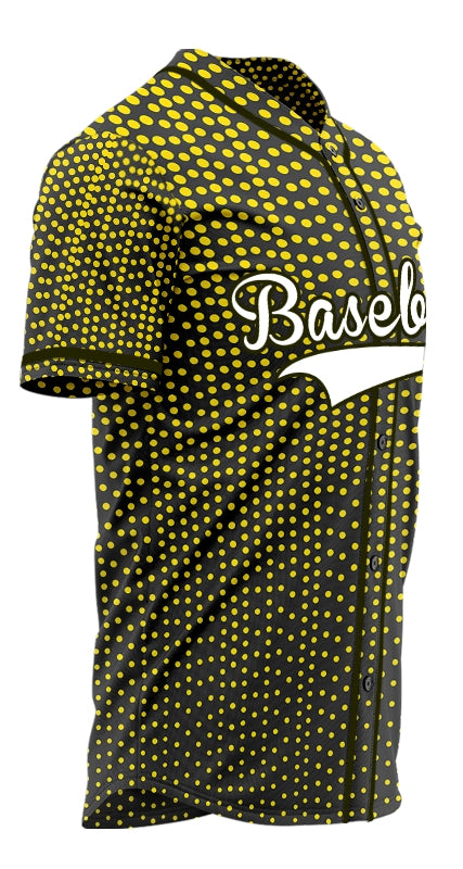 Custom Black Gold Point Half Baseball Jersey