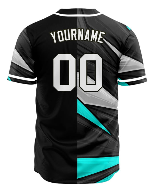 Custom Black Grey Blue Lines Baseball Jersey