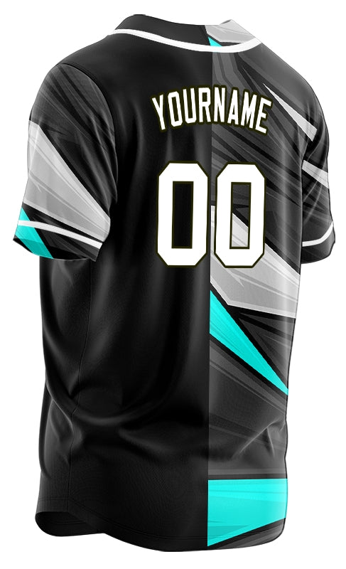 Custom Black Grey Blue Lines Baseball Jersey