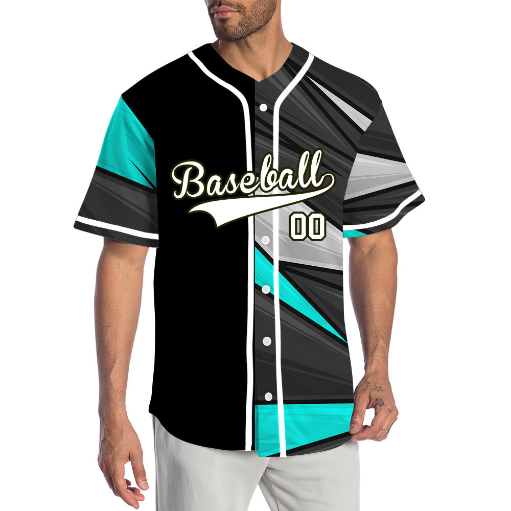 Custom Black Grey Blue Lines Baseball Jersey