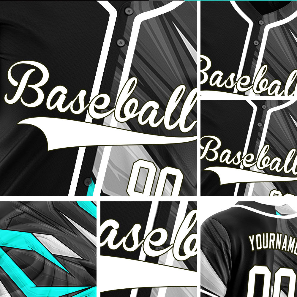 Custom Black Grey Blue Lines Baseball Jersey